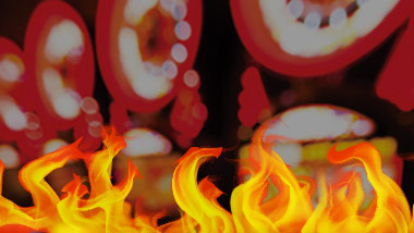blurred slot lights with flames